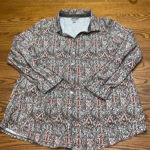 J. Jill Brown & Burnt Orange Button Front Knit Top XL